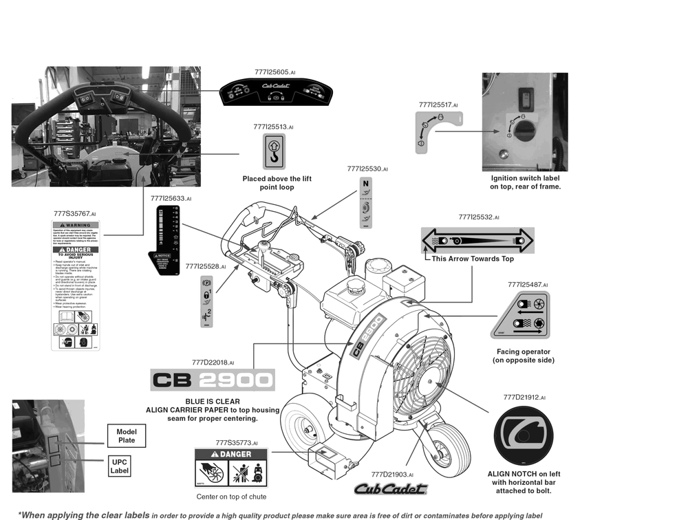 Label Map Diagram and Parts List for CB2900 (24AE687F710)(2017) Cub Cadet Sprayer
